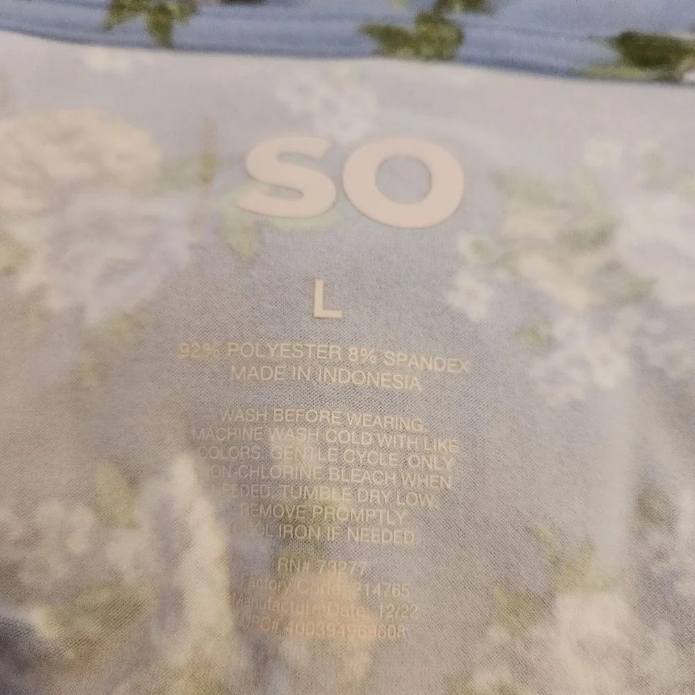 SO Blue Floral Ruffle Hem Dress Size L - Picture 7 of 9